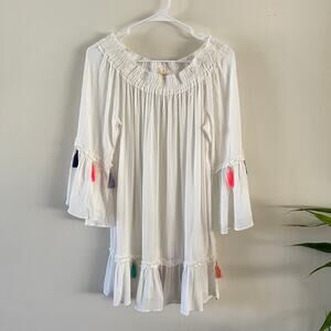 Surf Gypsy Cover Up Dress Womens Small White Beach Pool Vacation Summer Boho